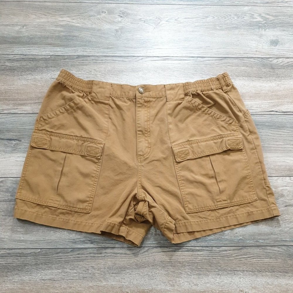 Cabelas Mens Cargo Shorts Earth Brown Canvas Wash Outdoor Camping Casual Work